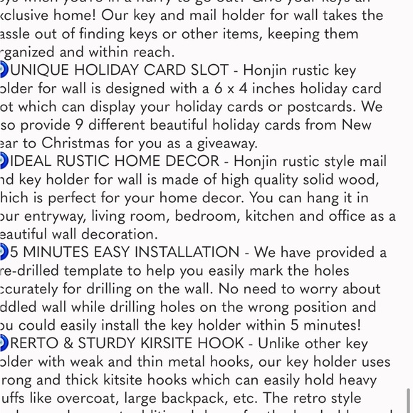 Key Holder for Wall:Easy Installation Mail Organizer Wall Mount Hanging Key Rack - Picture 8 of 8